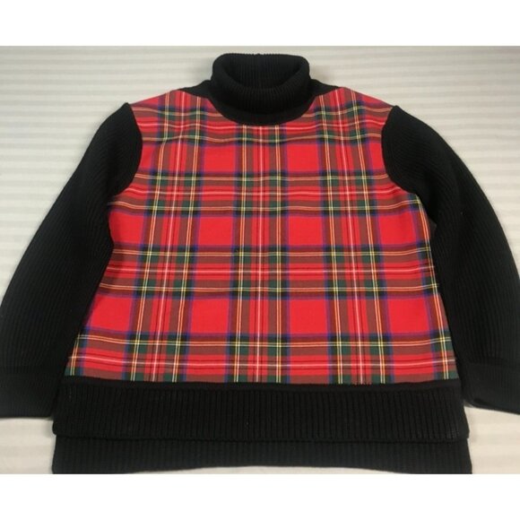 Burberry Sweater Womens Medium Red Black Tartan Plaid Wool Cashmere Pullover - Picture 5 of 10